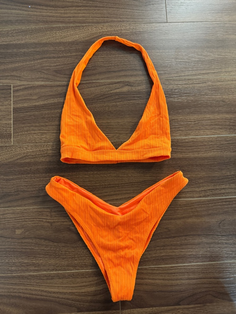 Frankies bikinis plisse papaya set